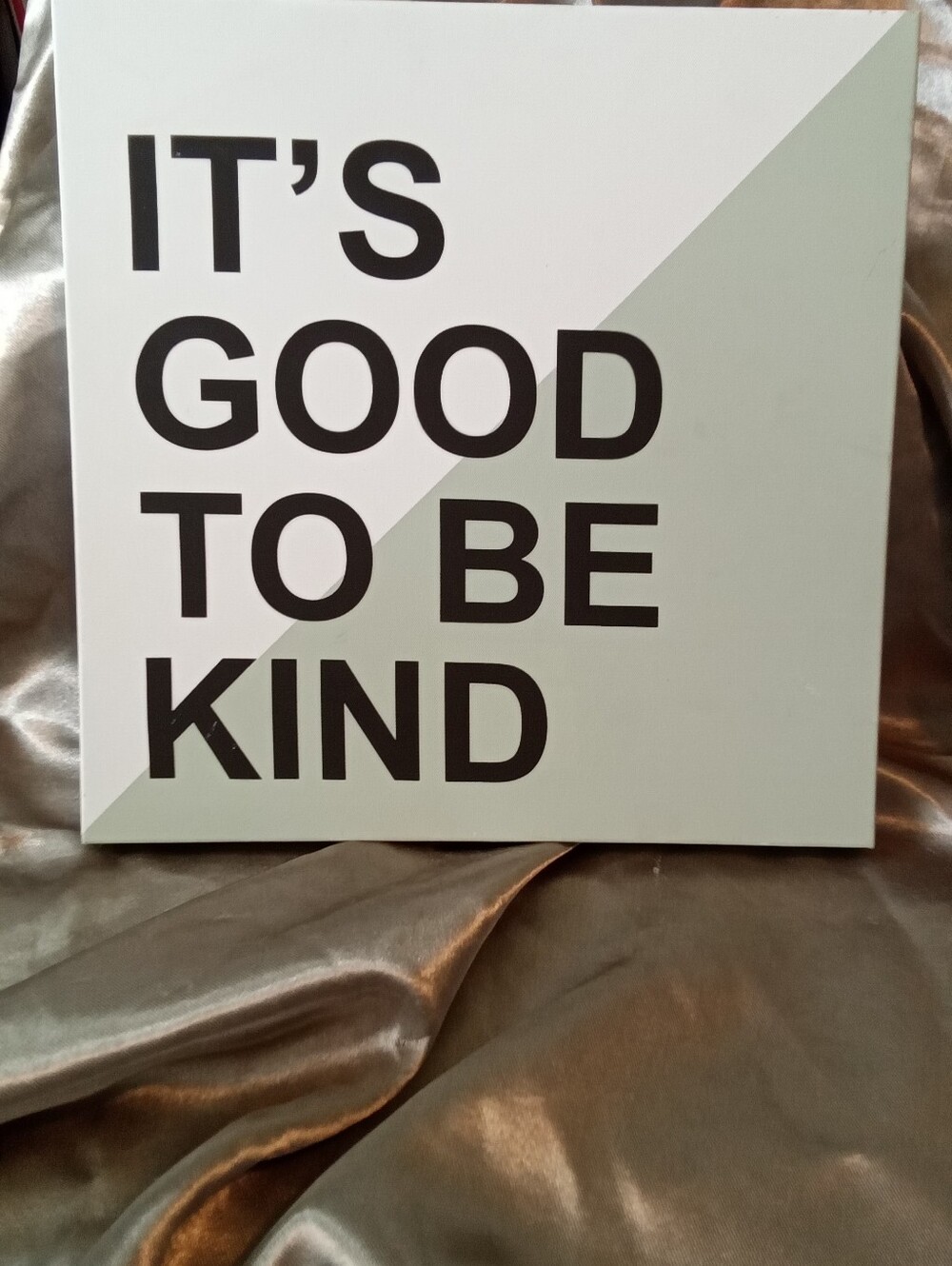 #046 Canvas Wall Art "It's Good To Be Kind" in Sage and Black - Unbranded